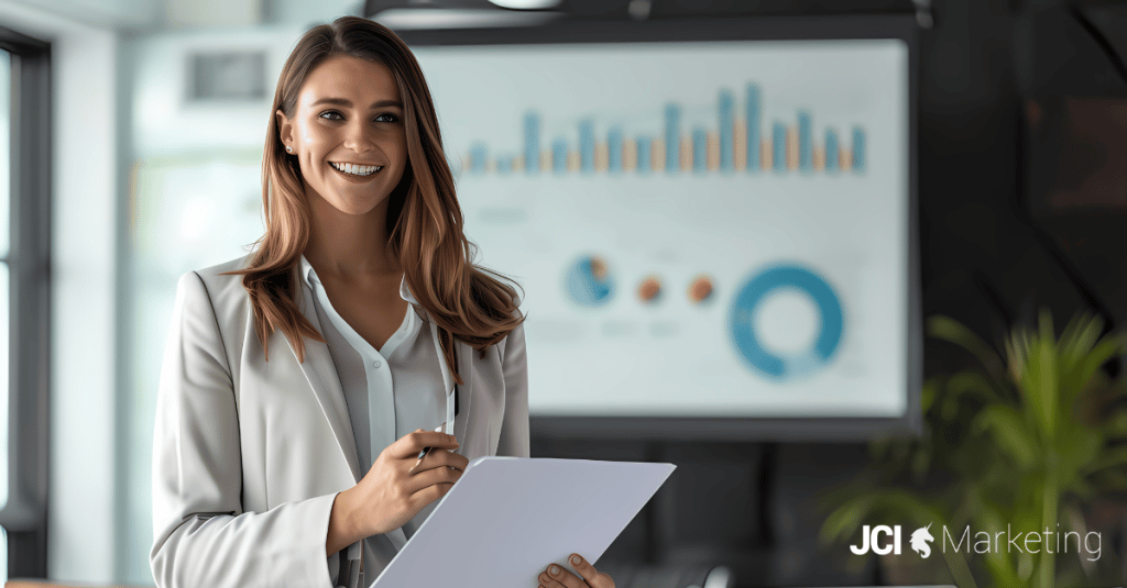 woman reviewing lead generation versus demand generation