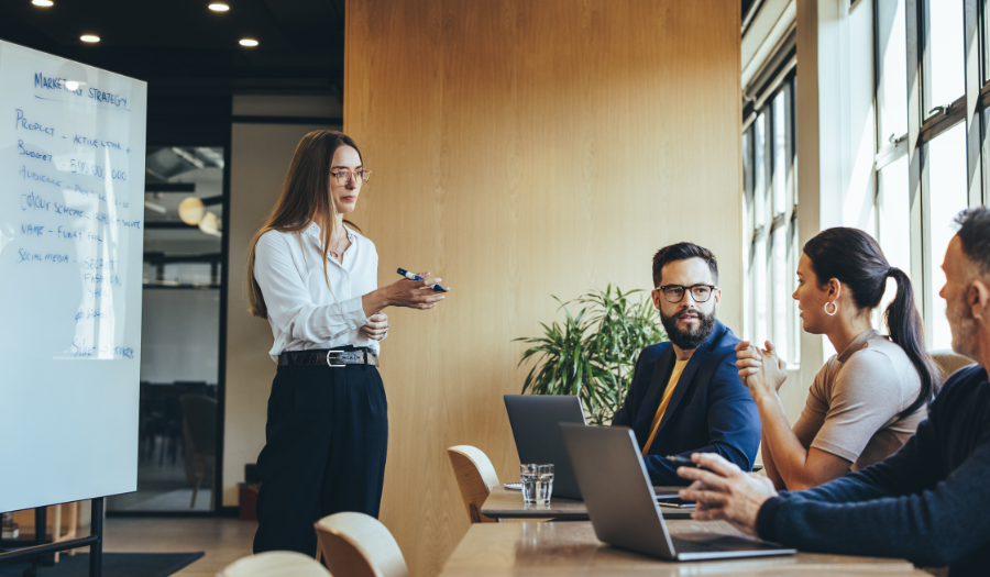 marketing strategy beats execution with a team meeting